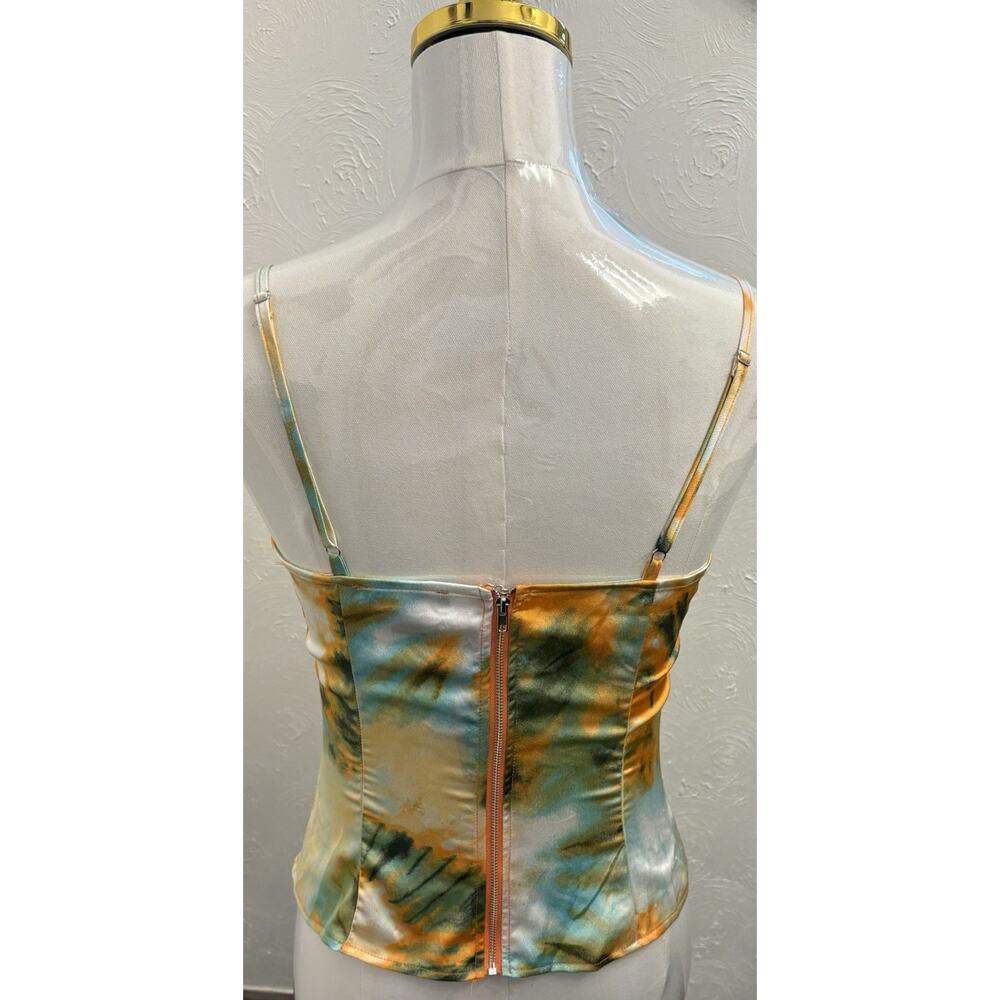 Pretty Little Thing Women’s Orange Tie Dye Structured Corset Top Size 8 Bustier - Picture 5 of 10